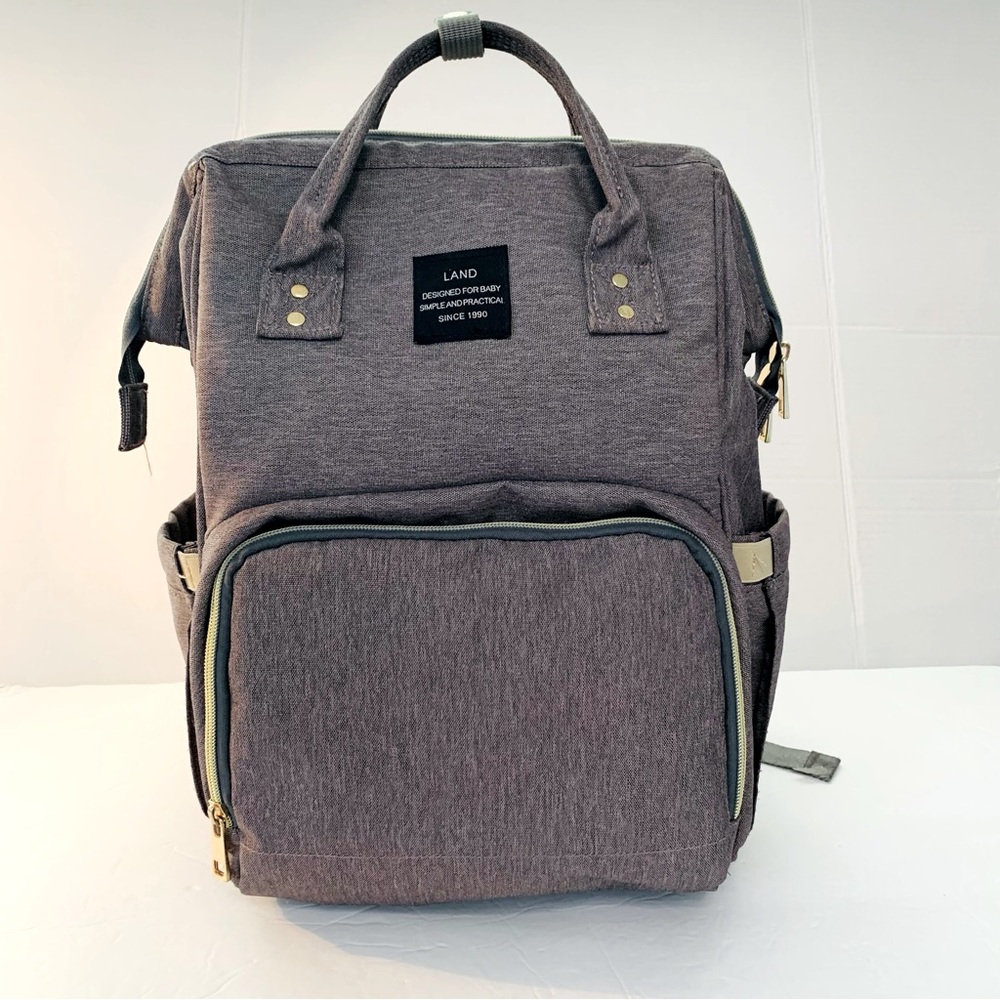 LAND Gray Diaper Bag Backpack